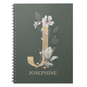 J Monogram Floral Aangepast Notitieboek