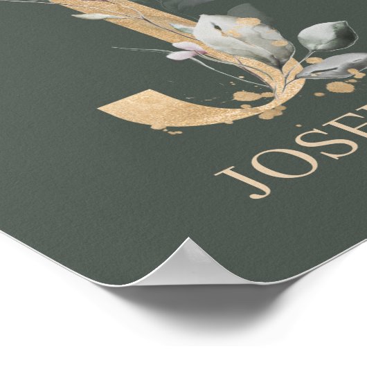 J Monogram Floral Aangepast Poster (Hoek)