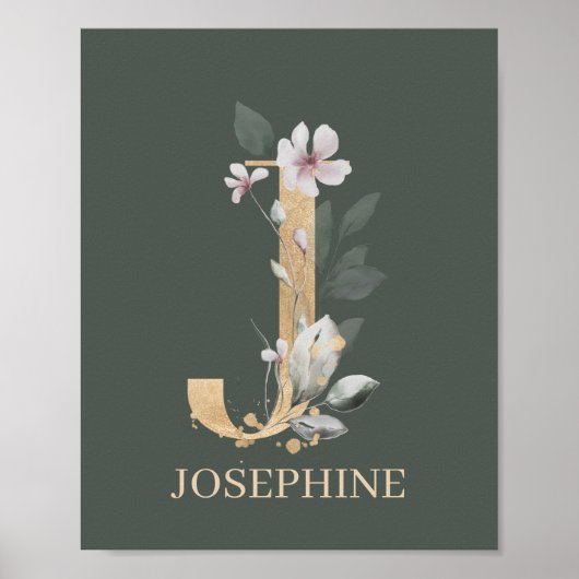 J Monogram Floral Aangepast Poster (Voorkant)