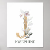 J Monogram Floral Aangepast Poster (Voorkant)