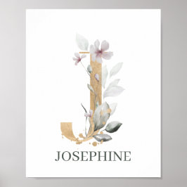 J Monogram Floral Aangepast Poster