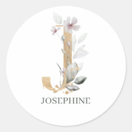J Monogram Floral Aangepast Ronde Sticker