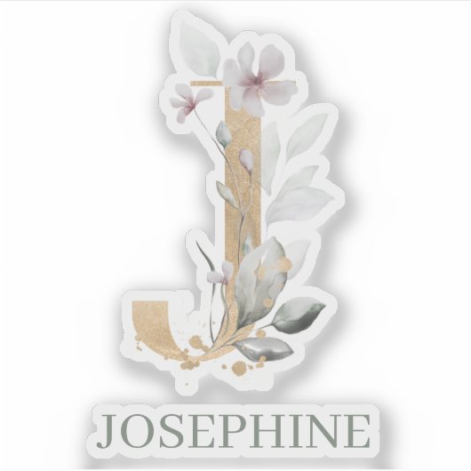 J Monogram Floral Aangepast Sticker (Voorkant)