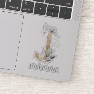J Monogram Floral Aangepast Sticker