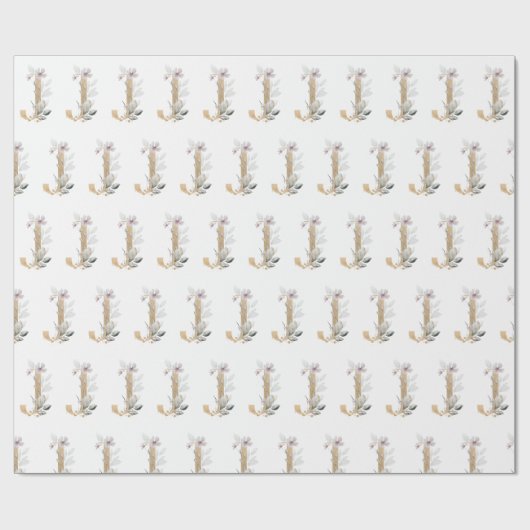 J Monogram Floral Cadeaupapier (Vlak)