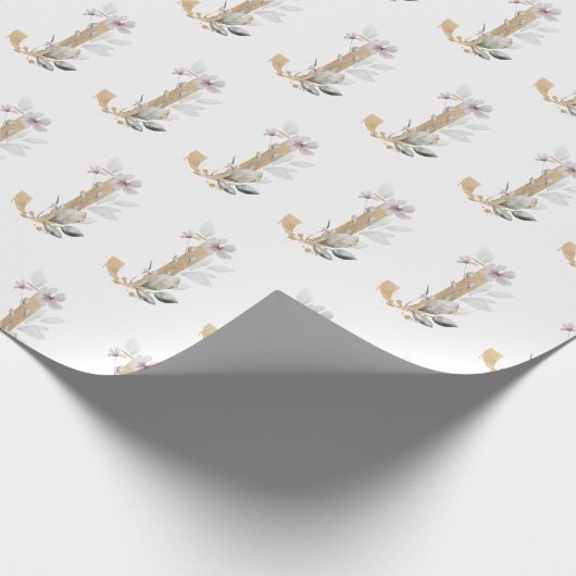 J Monogram Floral Cadeaupapier (Hoek)