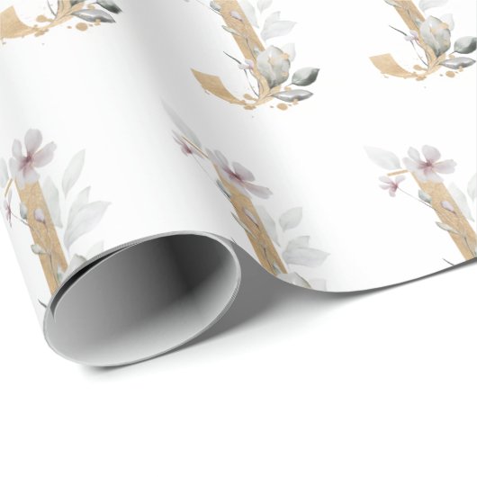 J Monogram Floral Cadeaupapier (Rol Hoek)