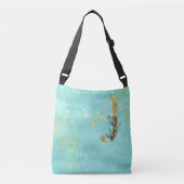 *~* J Monogram Golden Glitter Turquoise Blue Crossbody Tas (Voorkant)