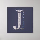 J Monogram Initiaal Bar Bat Mitzvah Sign-In Board Canvas Afdruk (Voorkant)