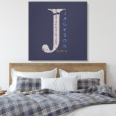 J Monogram Initiaal Bar Bat Mitzvah Sign-In Board Canvas Afdruk (Insitu (Slaapkamer))