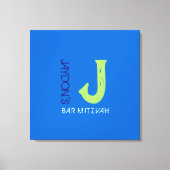 J Monogram Initiaal Bar Bat Mitzvah Sign-In Board Canvas Afdruk (Voorkant)