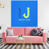 J Monogram Initiaal Bar Bat Mitzvah Sign-In Board Canvas Afdruk (Insitu (Woonkamer))