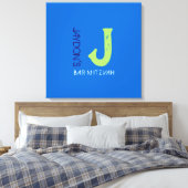 J Monogram Initiaal Bar Bat Mitzvah Sign-In Board Canvas Afdruk (Insitu (Slaapkamer))