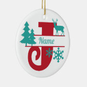 J Monogram Initiaal Kerstvakantie boom Ornament (Rechts)