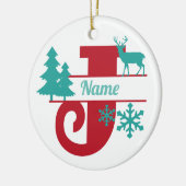 J Monogram Initiaal Kerstvakantie boom Ornament (Links)