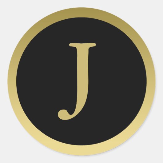 J :: Monogram J Elegante Gouden en Zwarte Stickers (Voorkant)