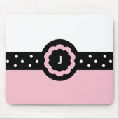 J : Monogram J Gedroogde roze en witte mousepad Muismat (Voorkant)