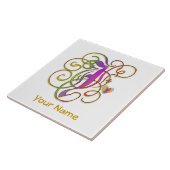 J Monogram Jouw naam "Gothische regenboog" keramis Tegeltje (Zijkant)