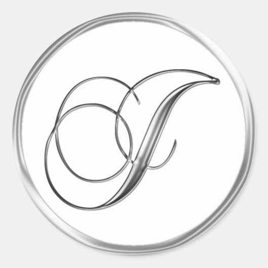 J Monogram Letter Sliver op White Wedding Seal Ronde Sticker (Voorkant)