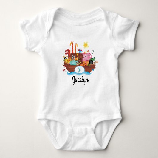 J Monogram Noah's Ark Personalized Baby T-shirt (Voorkant)