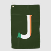 J Monogram overlay op Ierse vlag gtcnt Golfhanddoek (Voorkant)