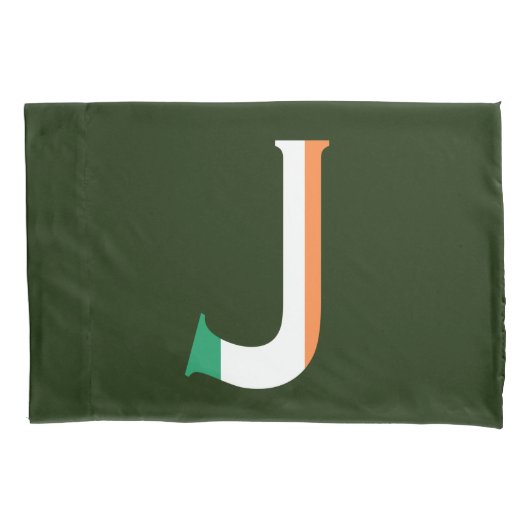 J Monogram overlay op Ierse vlag pcnt Kussensloop (Voorkant)