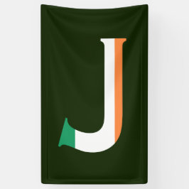 J Monogram overlay op Ierse vlag (v) bnrcnt Spandoek