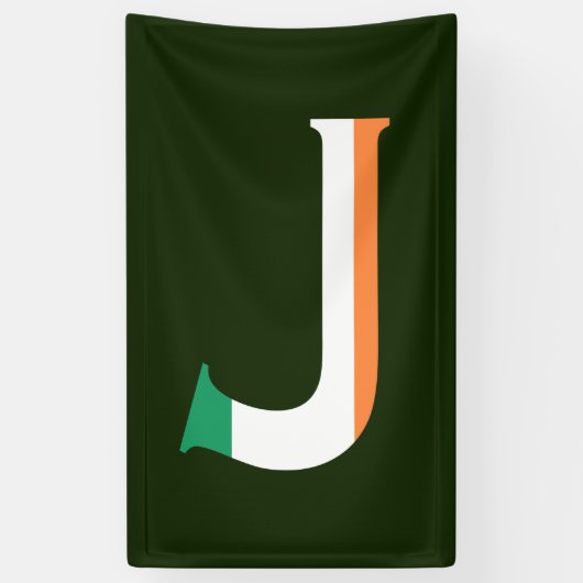 J Monogram overlay op Ierse vlag (v) bnrcnt Spandoek (Verticaal)