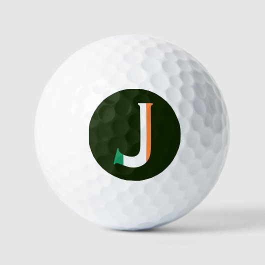 J Monogram overlay op Ierse vlag via gbcnt Golfballen (Voorkant)
