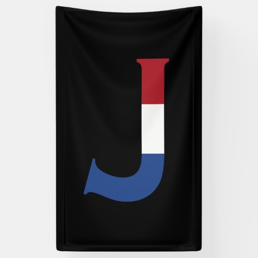 J Monogram overlay op NLD vlag op bk bnrcnt Spandoek (Verticaal)