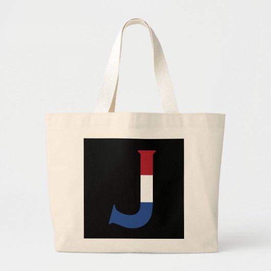 J Monogram overlay op NLD Vlag op bk jct Grote Tote Bag (Voorkant)