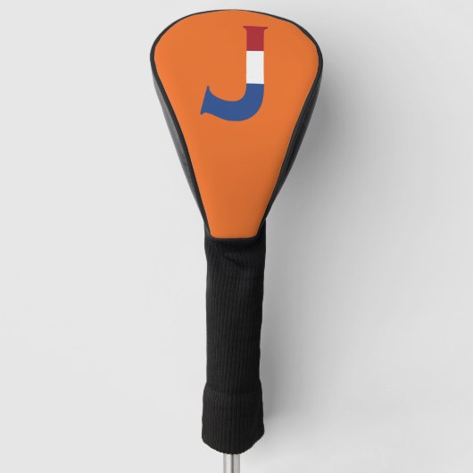 J Monogram overlay op NLD Vlag op of neer Golfheadcover (Voorkant)