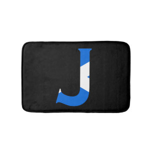 J Monogram overlay op Schotse vlag bmcnt Badmat