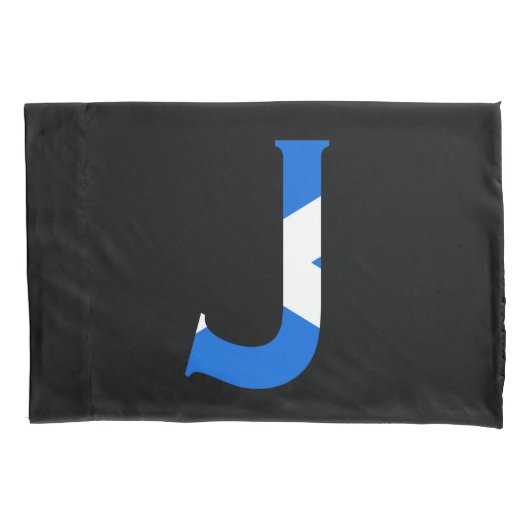 J Monogram overlay op Schotse Vlag pact Kussensloop (Voorkant)
