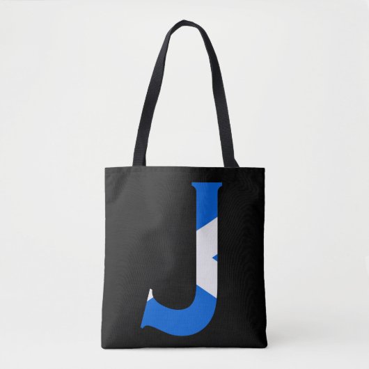 J Monogram overlay op Schotse vlag stint Tote Bag (Voorkant)