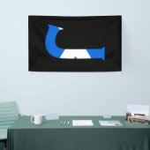 J Monogram overlay op Schotse vlag (v) brcnt Spandoek (Beurs)