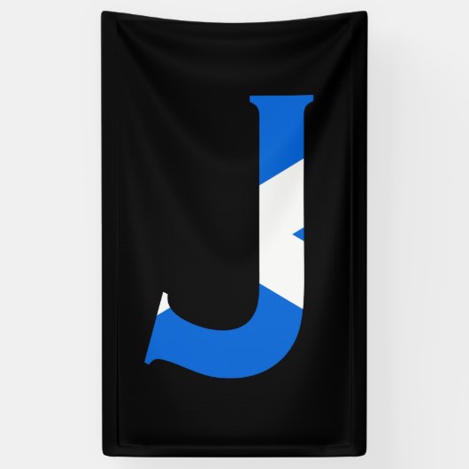 J Monogram overlay op Schotse vlag (v) brcnt Spandoek (Verticaal)