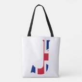 J Monogram overlay op Union Jack Flag stent Tote Bag (Achterkant)