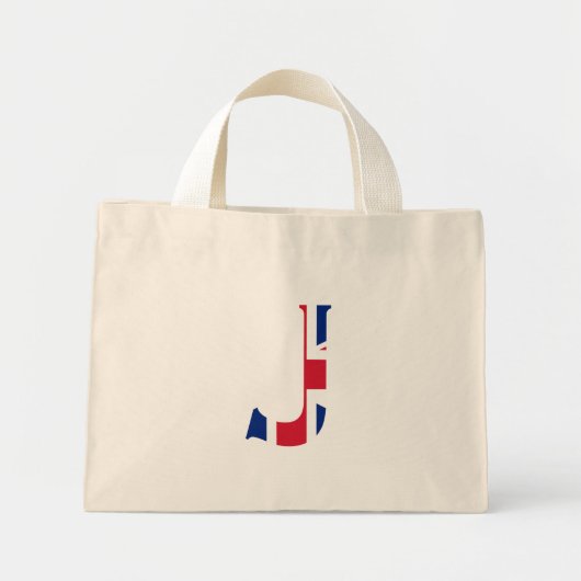 J Monogram overlay op Union Jack Flag tcnt Mini Tote Bag (Voorkant)