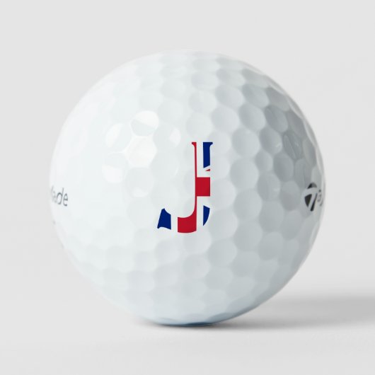 J Monogram overlay op Union Jack Flag tmtp5 gbcn Golfballen (Voorkant)