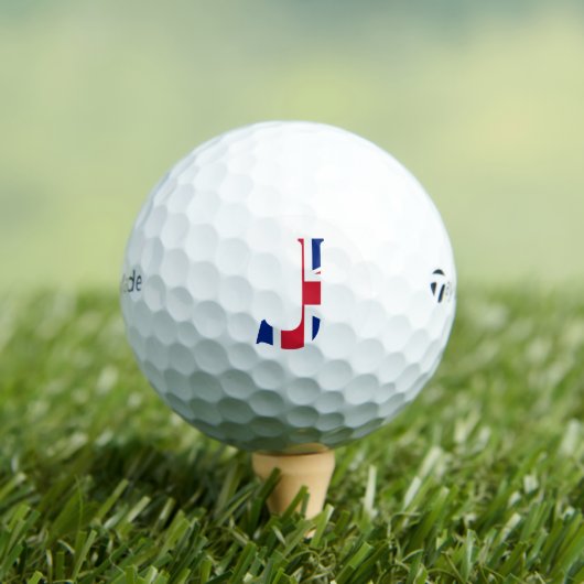 J Monogram overlay op Union Jack Flag tmtp5 gbcn Golfballen (Insitu Shirt)