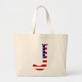 J Monogram overlay op USA Flag jtcnt Grote Tote Bag