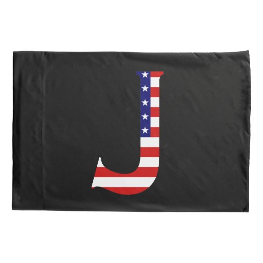 J Monogram overlay op USA Flag pcnt Kussensloop (Achterkant)