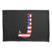 J Monogram overlay op USA Flag pcnt Kussensloop (Voorkant)
