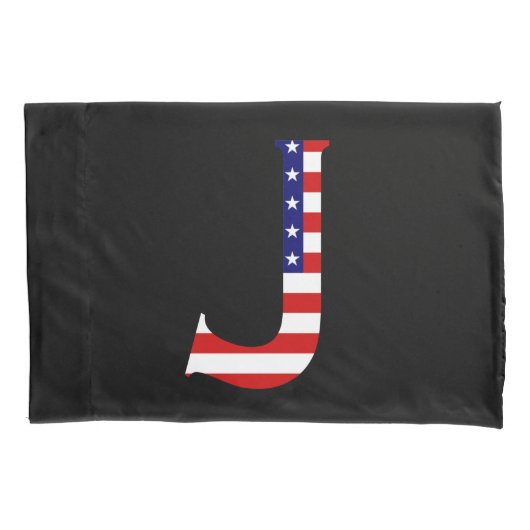 J Monogram overlay op USA Flag pcnt Kussensloop (Voorkant)