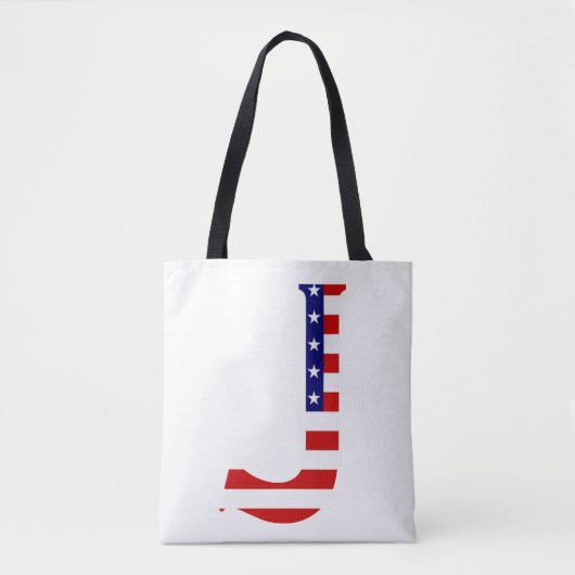 J Monogram overlay op USA Flag stint Tote Bag (Voorkant)