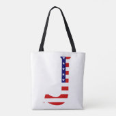 J Monogram overlay op USA Flag stint Tote Bag (Achterkant)