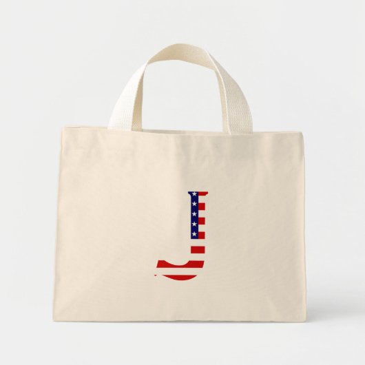 J Monogram overlay op USA Flag tcnt Mini Tote Bag (Voorkant)
