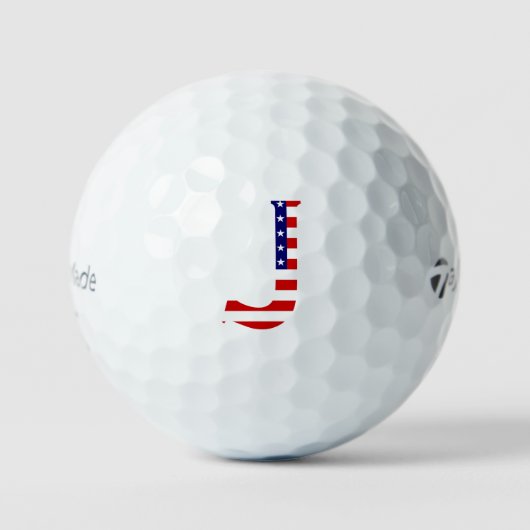 J Monogram overlay op USA Flag tmtp5 gbcnt Golfballen (Voorkant)