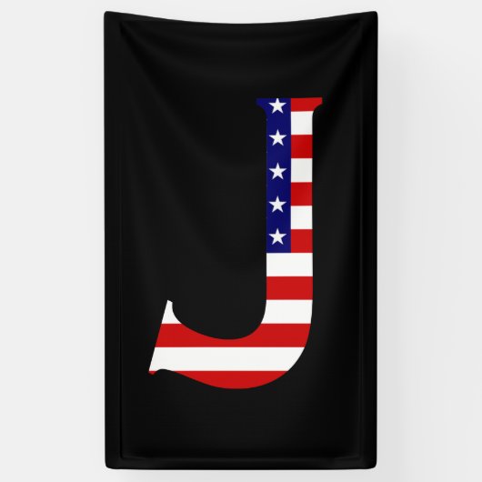 J Monogram overlay op VS Vlag (v) brcnt Spandoek (Verticaal)